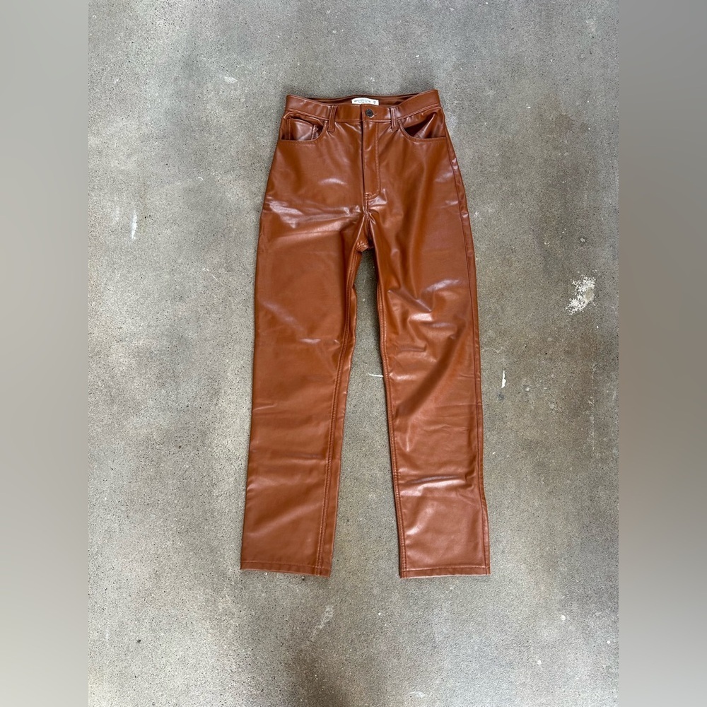 Abercrombie & Fitch The โ90s Straight Ultra High Rise Cognac Brown Size 28|6 - Picture 2 of 5